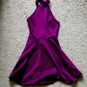 Mock Neck Purple Dress